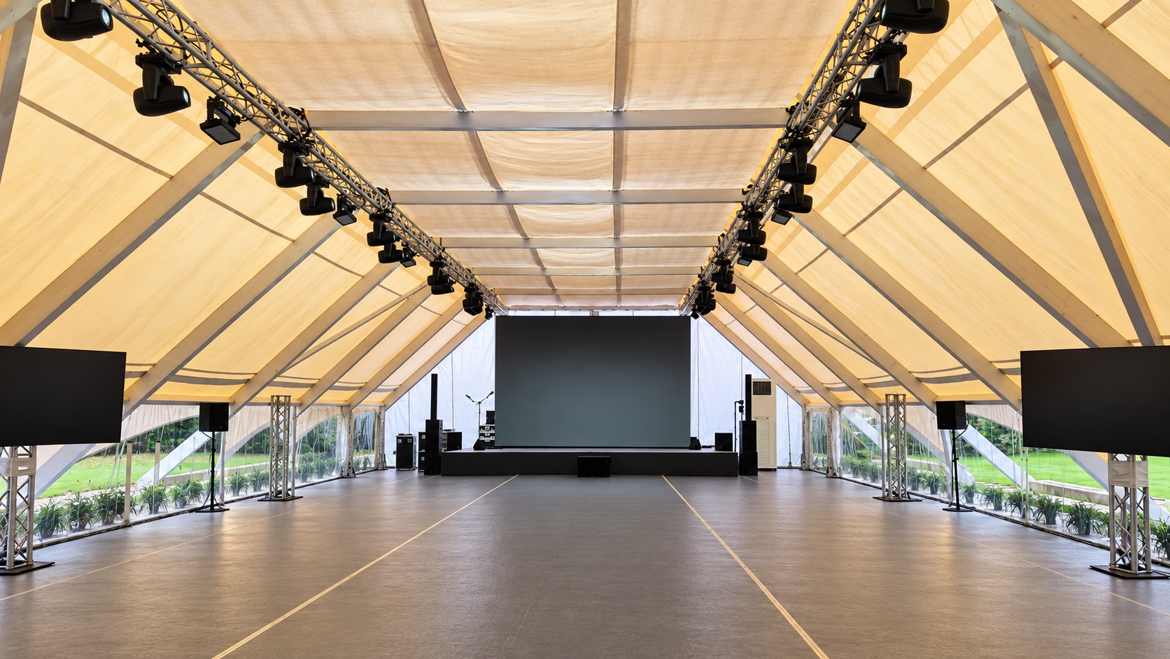 Marquee with stage and lighting
