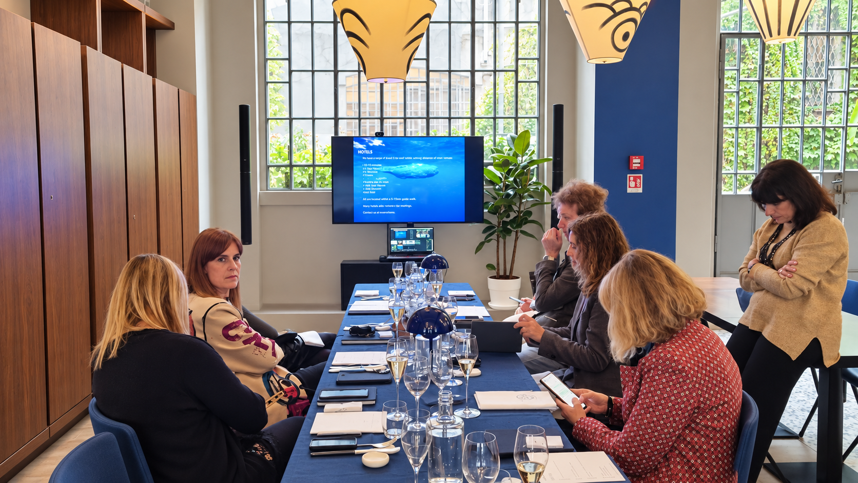 Institutional meeting with screen