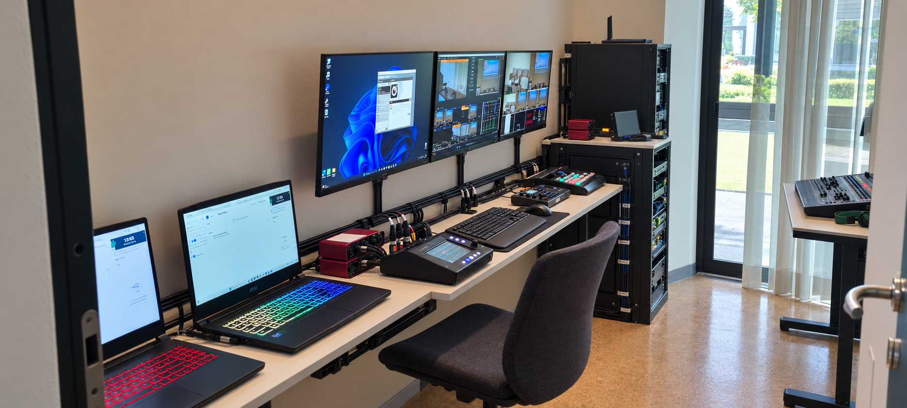 Control room with monitors