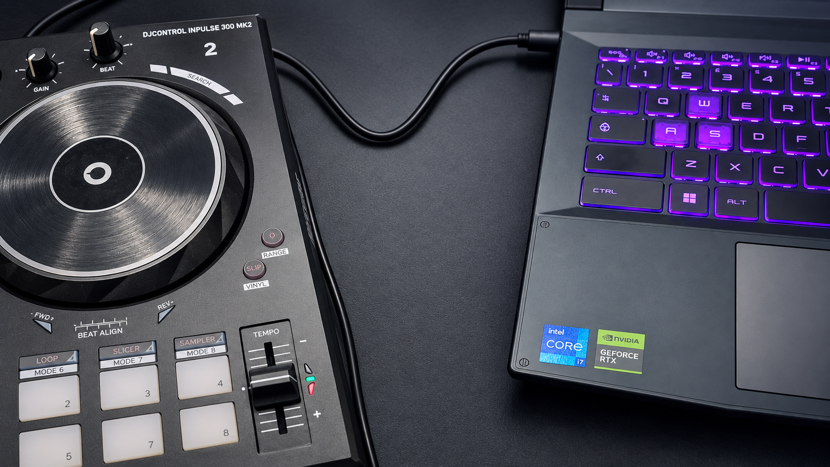 DJ decks and laptop