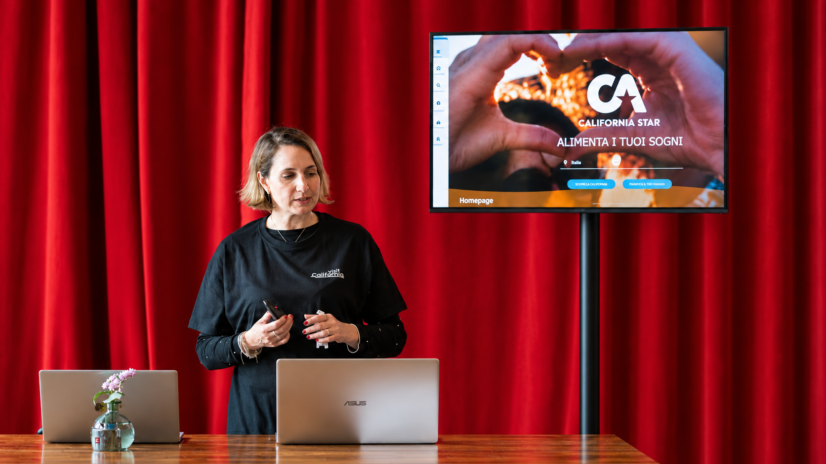 Presentation with screen and speaker