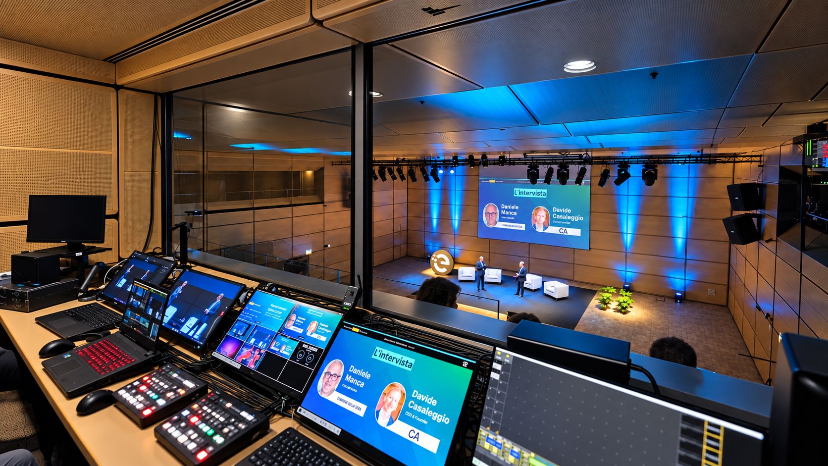 Regia video con vista sul palco di un evento